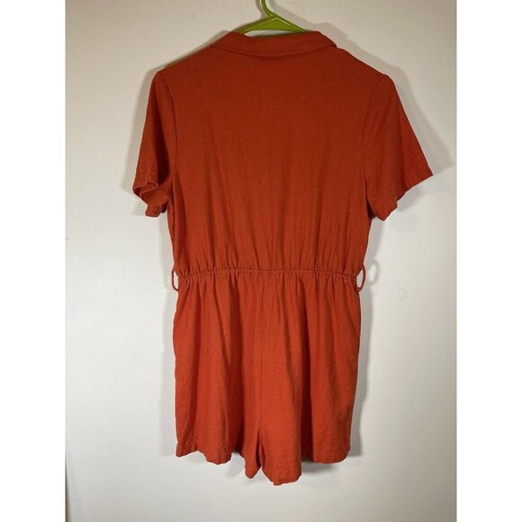 Cotton On Women Orange Boho Linen Blend Shorts Romper Size Small - Picture 2 of 8